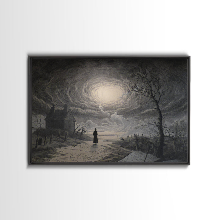 The Silent Schoolhouse, Romantic Gothic Landscape, Landscape Wall Art, Gothic Horror Wall Art, Canvas Print, Halloween Wall Art