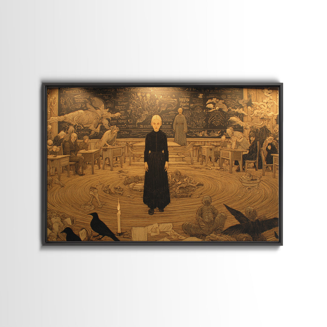 The Silent Schoolhouse, Symbolist Death Art, Landscape Wall Art, Gothic Horror Wall Art, Canvas Print, Halloween Wall Art