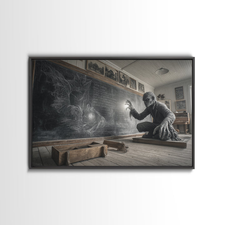 The Silent Schoolhouse, Expressionist Nightmare Art, Landscape Wall Art, Dark Halloween Decor, Canvas Print, Halloween Wall Art