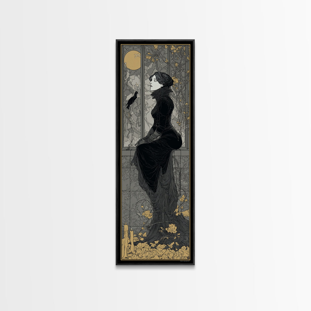 The Cemetery Greenhouse, Decadent Line Art, Tall Narrow Wall Art, Gothic Horror Wall Art, Canvas Print, Halloween Wall Art