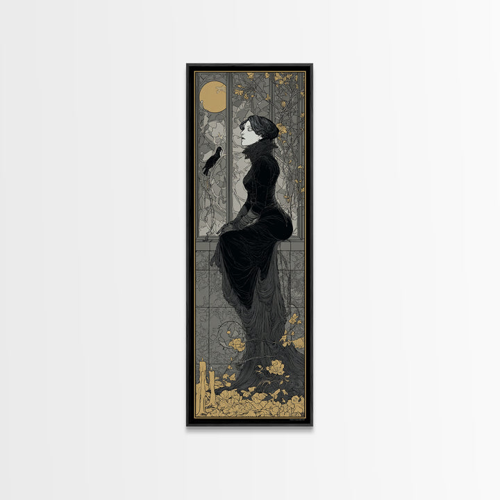 The Cemetery Greenhouse, Decadent Line Art, Tall Narrow Wall Art, Gothic Horror Wall Art, Canvas Print, Halloween Wall Art
