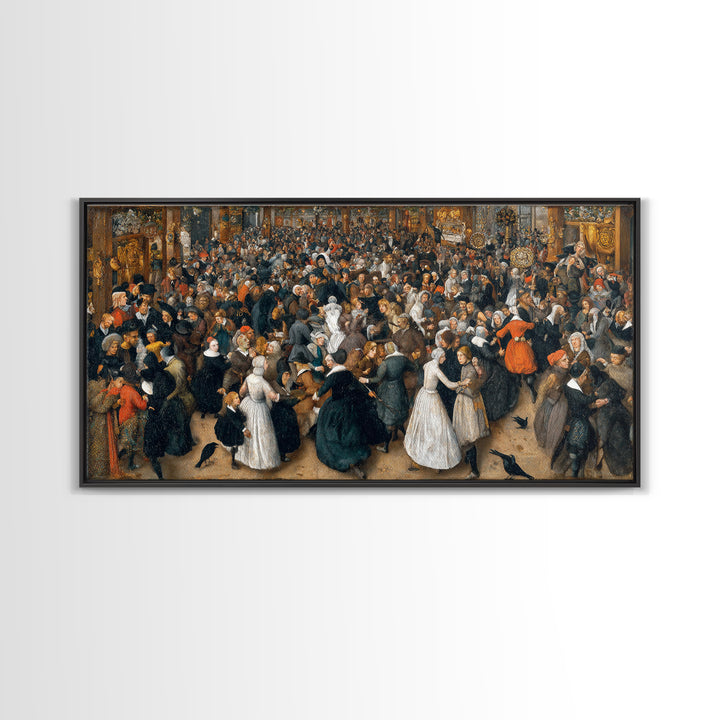 The Midnight Masquerade, Northern Renaissance Horror, Wide Panoramic Art, Gothic Horror Wall Art, Canvas Print, Halloween Wall Art
