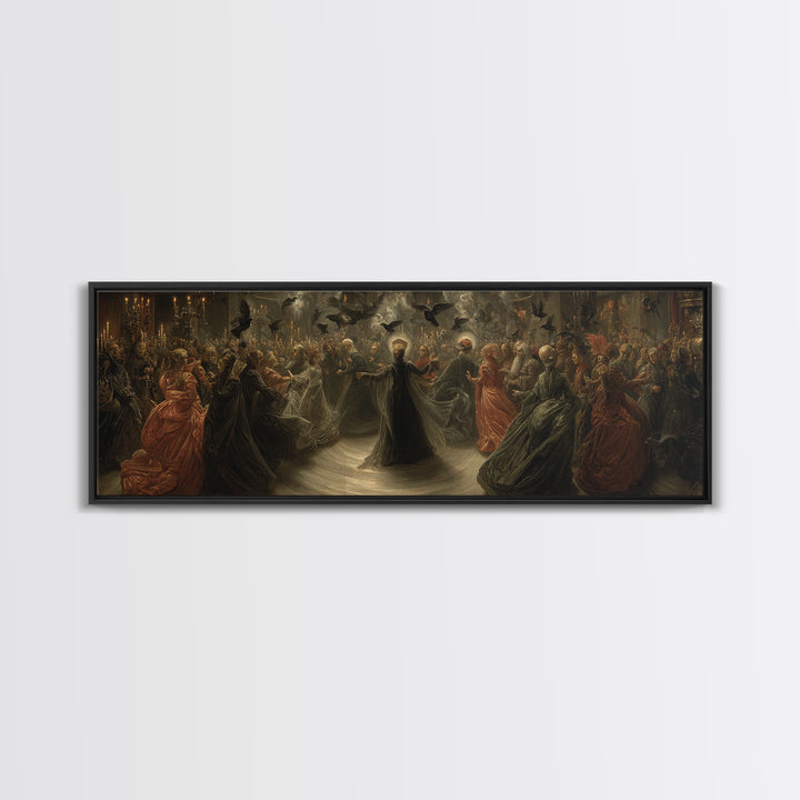 The Midnight Masquerade, Dark Renaissance Art, Extra Wide Wall Art, Gothic Horror Wall Art, Canvas Print, Halloween Wall Art