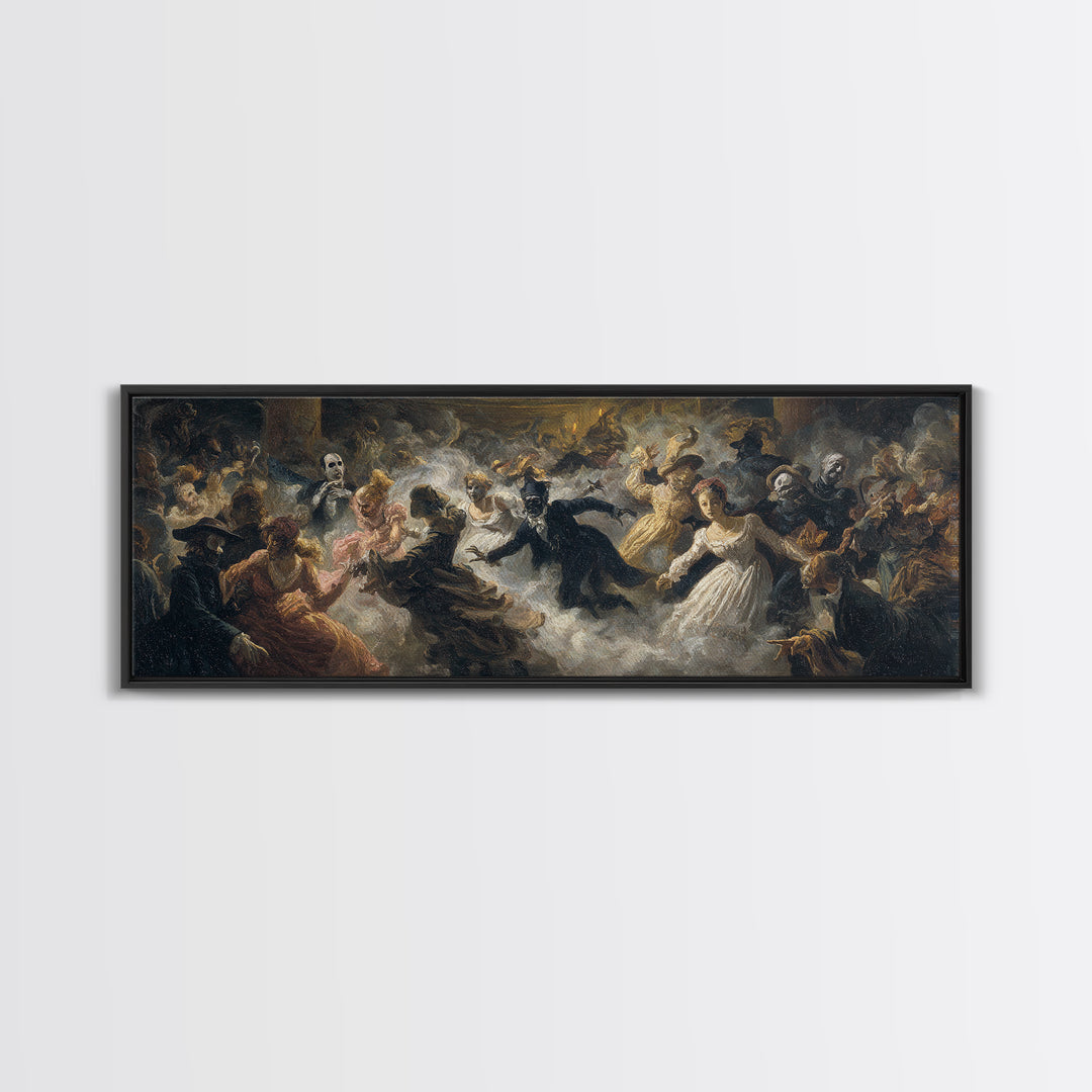 The Midnight Masquerade, Gothic Nightmare Art, Extra Wide Wall Art, Dark Halloween Decor, Canvas Print, Halloween Wall Art