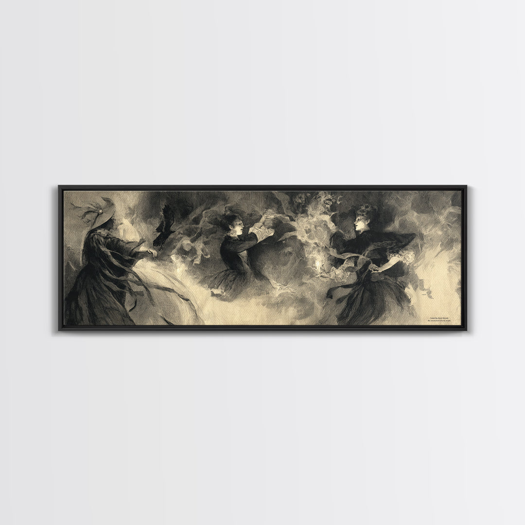 The Midnight Masquerade, Symbolist Dream Art, Extra Wide Wall Art, Gothic Horror Wall Art, Framed Canvas Print, Halloween Wall Art