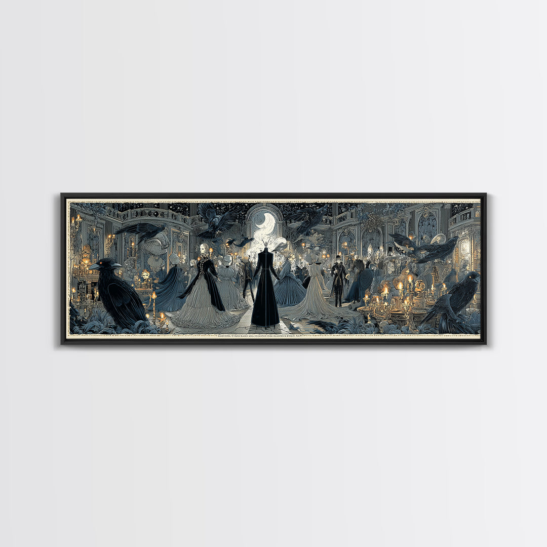 The Midnight Masquerade, Victorian Macabre Art, Extra Wide Wall Art, Gothic Horror Wall Art, Canvas Print, Halloween Wall Art
