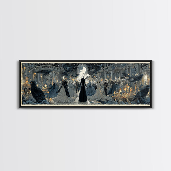 The Midnight Masquerade, Victorian Macabre Art, Extra Wide Wall Art, Gothic Horror Wall Art, Canvas Print, Halloween Wall Art
