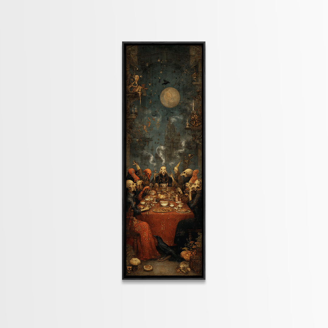 The Witches' Tea Party, Surreal Apocalyptic Art, Tall Narrow Wall Art, Dark Halloween Decor, Canvas Print, Halloween Wall Art
