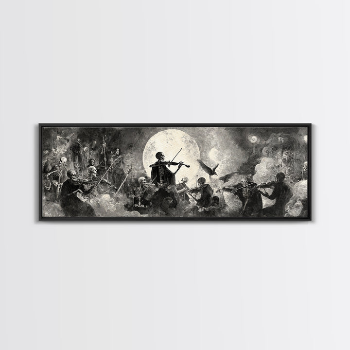 The Skeleton Orchestra, Symbolist Dream Art, Extra Wide Wall Art, Gothic Horror Wall Art, Canvas Print, Halloween Wall Art