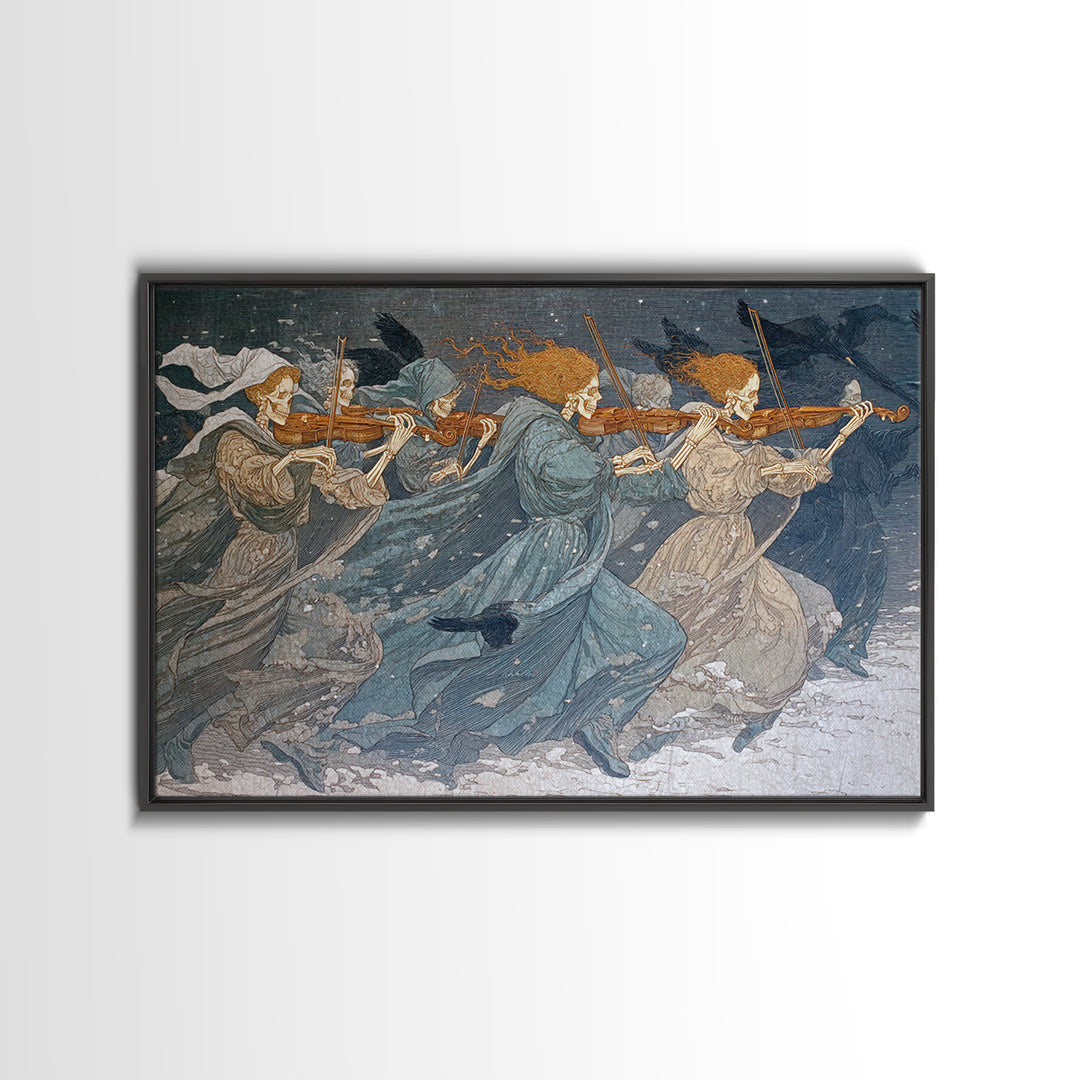 The Skeleton Orchestra, Symbolist Death Art, Landscape Wall Art, Gothic Horror Wall Art, Canvas Print, Halloween Wall Art