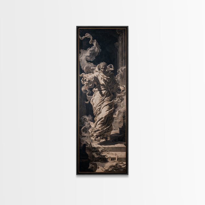 The Ghost Wedding, Architectural Etching Art, Tall Narrow Wall Art, Gothic Horror Wall Art, Canvas Print, Halloween Wall Art