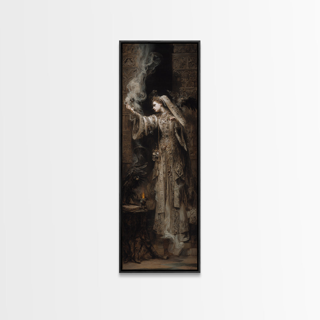 The Ghost Wedding, Ornate Symbolist Art, Tall Narrow Wall Art, Gothic Horror Wall Art, Canvas Print, Halloween Wall Art