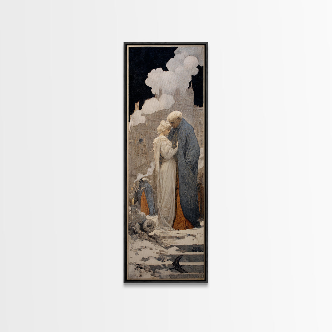 The Ghost Wedding, Symbolist Death Art, Tall Narrow Wall Art, Gothic Horror Wall Art, Framed Canvas Print, Halloween Wall Art