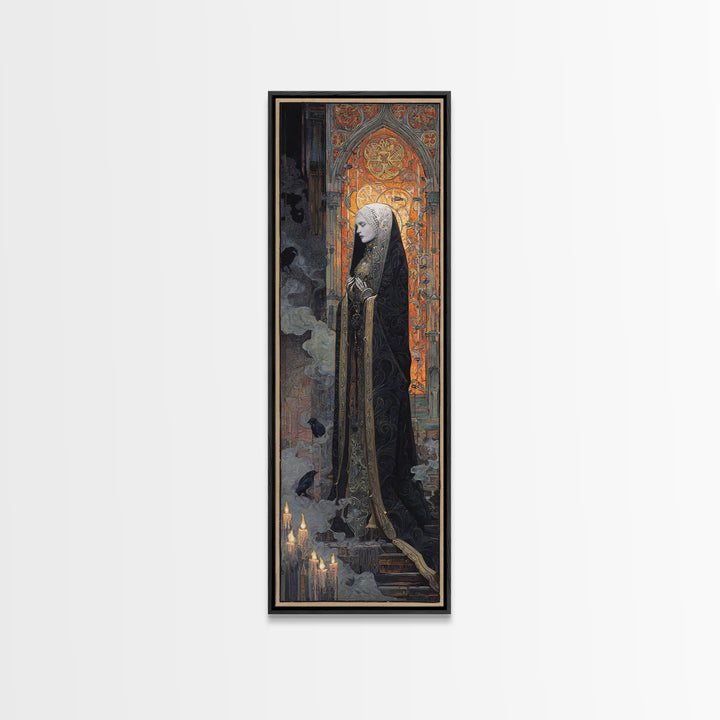 The Ghost Wedding, Stained Glass Gothic Art, Tall Narrow Wall Art, Gothic Horror Wall Art, Canvas Print, Halloween Wall Art