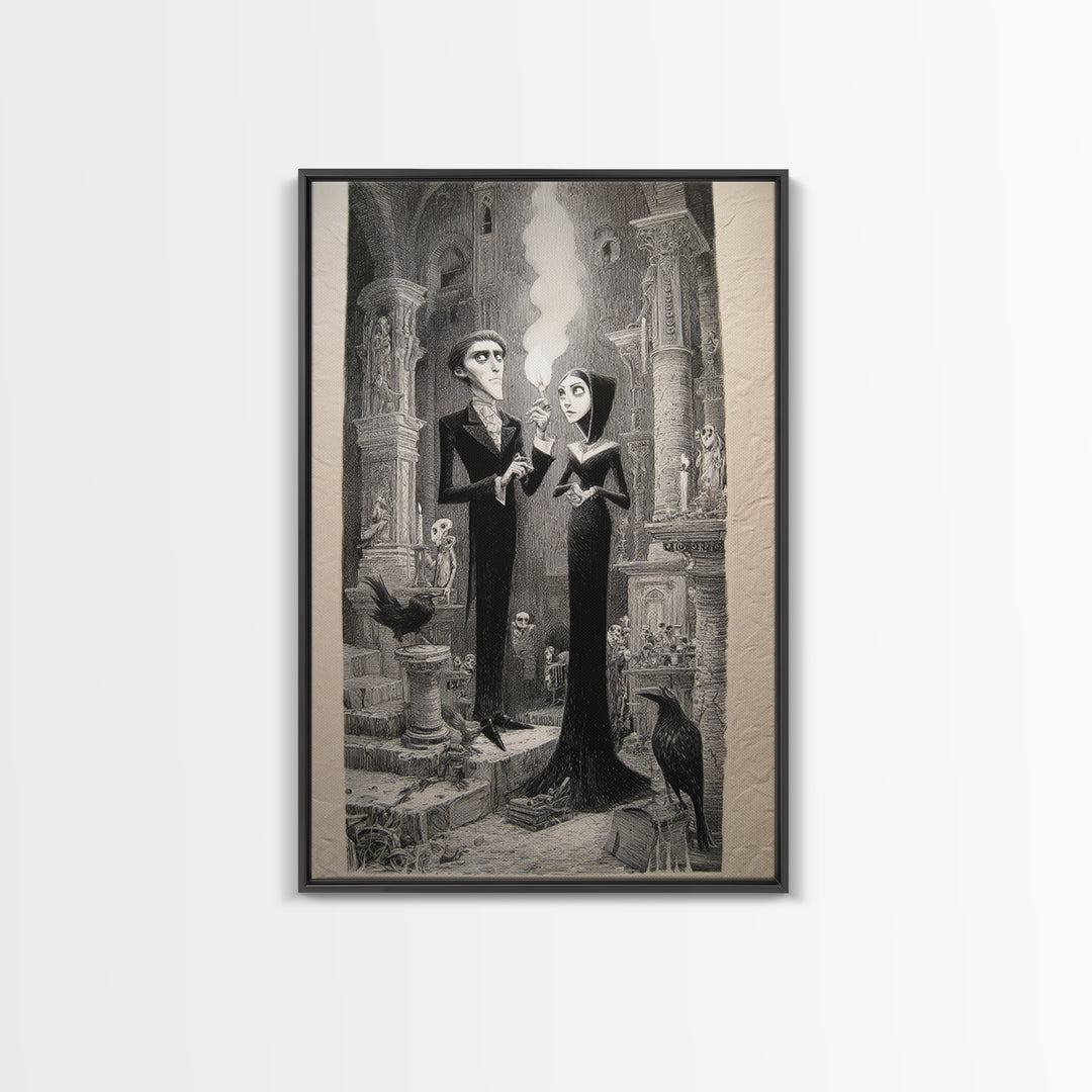The Ghost Wedding, Victorian Macabre Art, Vertical Wall Art, Dark Fantasy Wall Art, Framed Canvas Print, Halloween Wall Art
