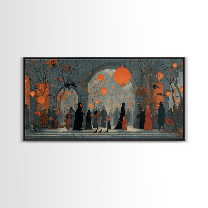 The Monster Parade, Symbolist Dream Art, Wide Panoramic Art, Gothic Horror Wall Art, Canvas Print, Halloween Wall Art