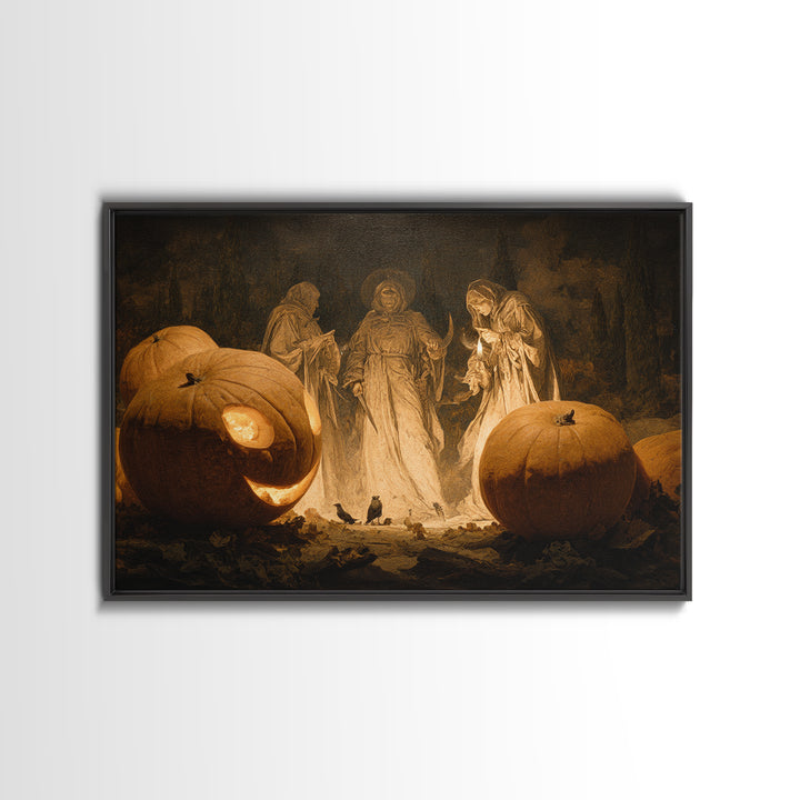 The Pumpkin-Carving Ritual, Symbolist Gothic Landscape, Landscape Wall Art, Dark Fantasy Wall Art, Canvas Print, Halloween Wall Art