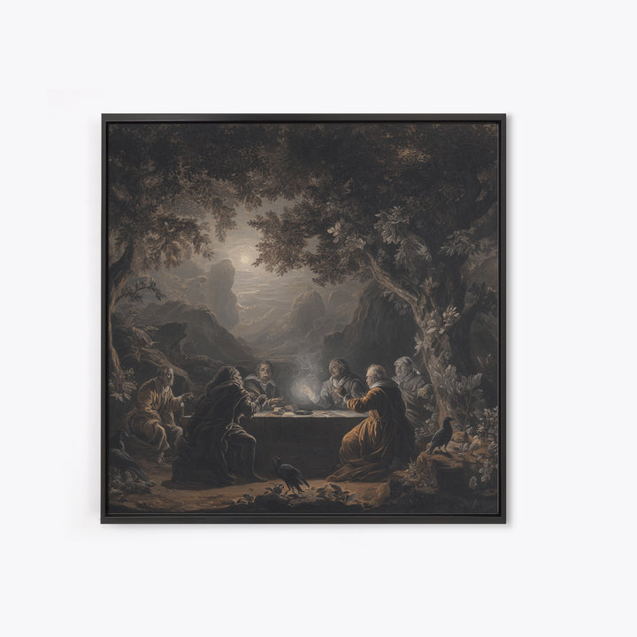 The Candlelit Seance, Baroque Witchcraft Art, Square Wall Art, Dark Fantasy Wall Art, Framed Canvas Print, Halloween Wall Art