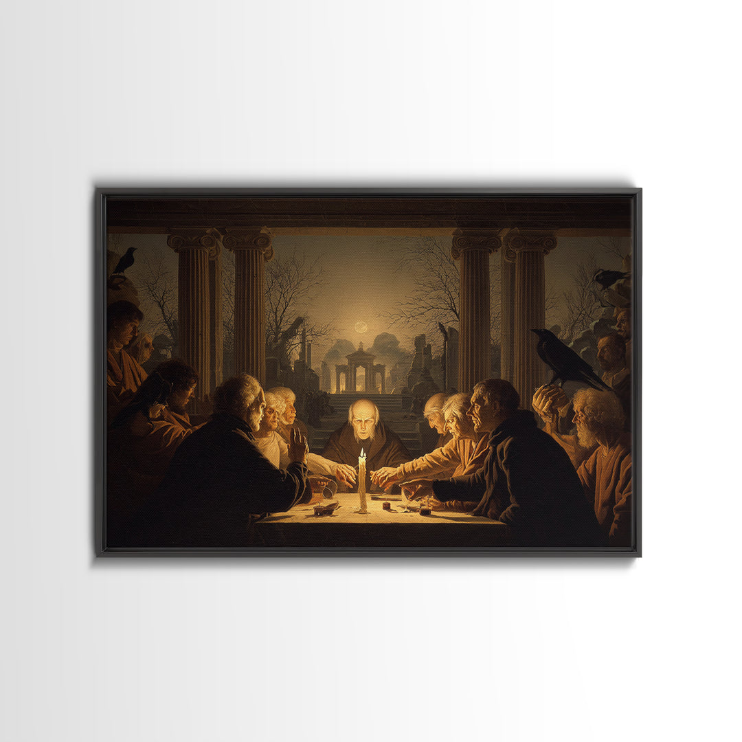 The Candlelit Seance, Romantic Gothic Landscape, Landscape Wall Art, Macabre Wall Art, Framed Canvas Print, Halloween Wall Art
