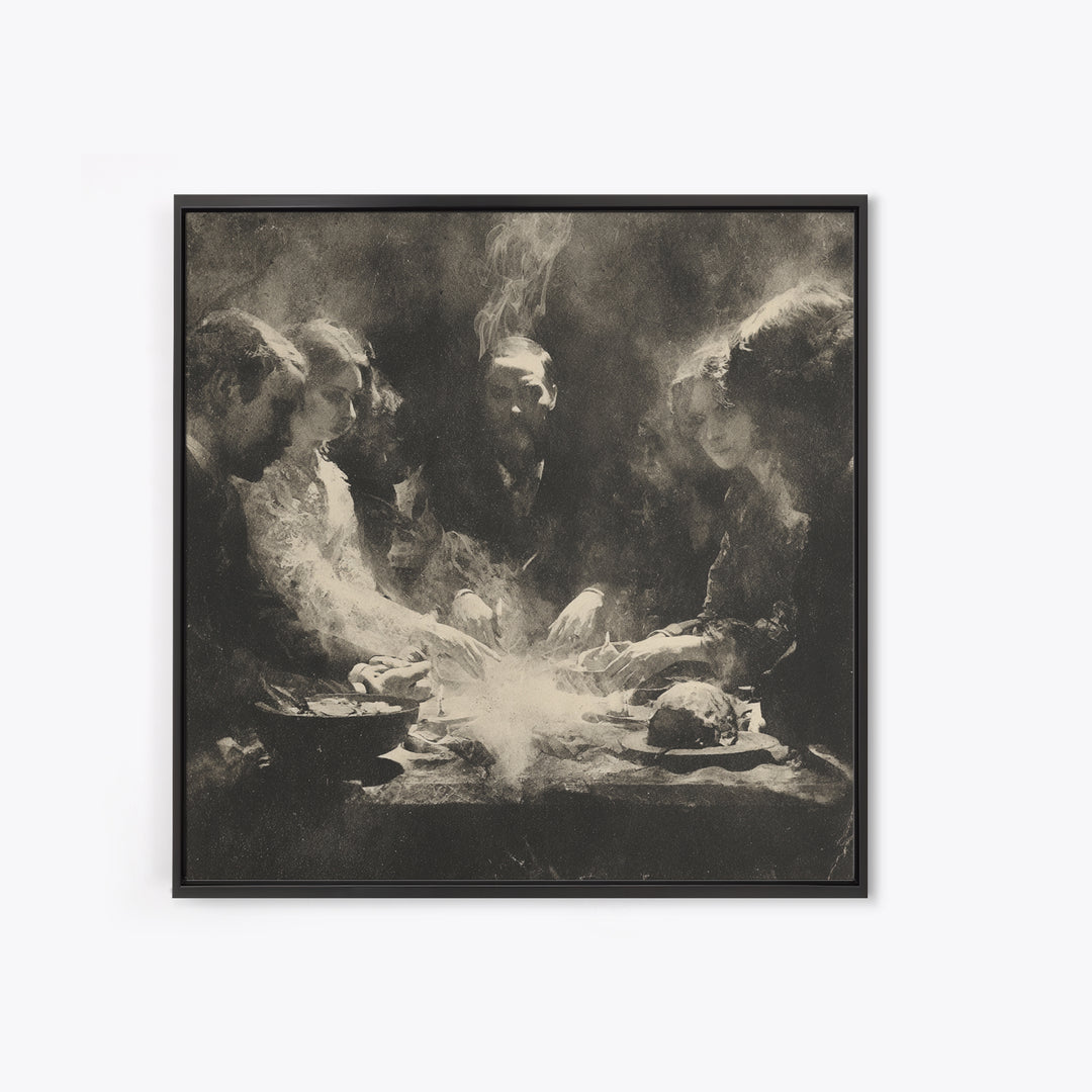 The Candlelit Seance, Symbolist Dream Art, Square Wall Art, Dark Fantasy Wall Art, Canvas Print, Halloween Wall Art