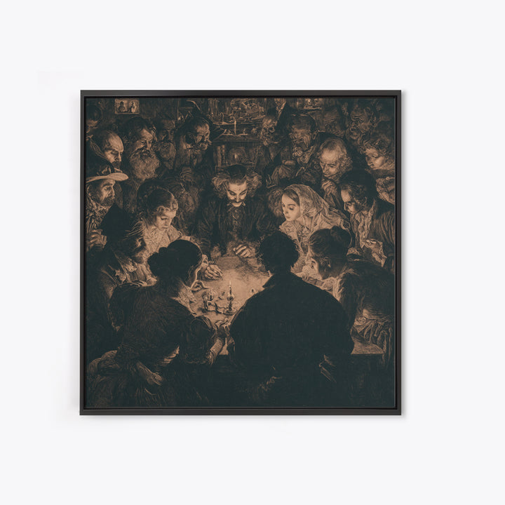 The Candlelit Seance, Symbolist Etching Art, Square Wall Art, Gothic Horror Wall Art, Canvas Print, Halloween Wall Art, Dark Fantasy Art