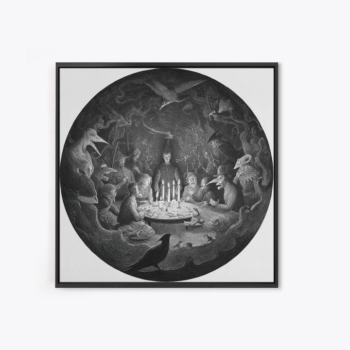 The Candlelit Seance, Expressionist Nightmare Art, Square Wall Art, Gothic Horror Wall Art, Canvas Print, Halloween Wall Art