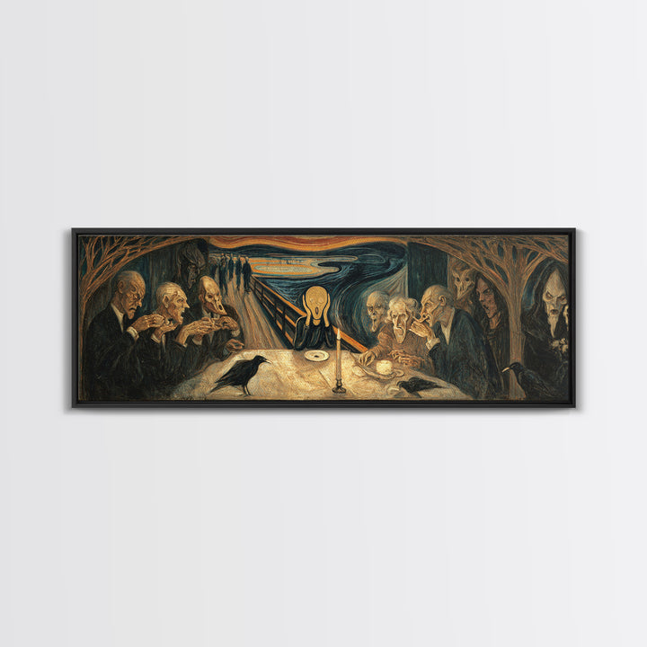 The Candlelit Seance, Expressionist Gothic Art, Extra Wide Wall Art, Macabre Wall Art, Canvas Print, Halloween Wall Art, Horror Wall Art