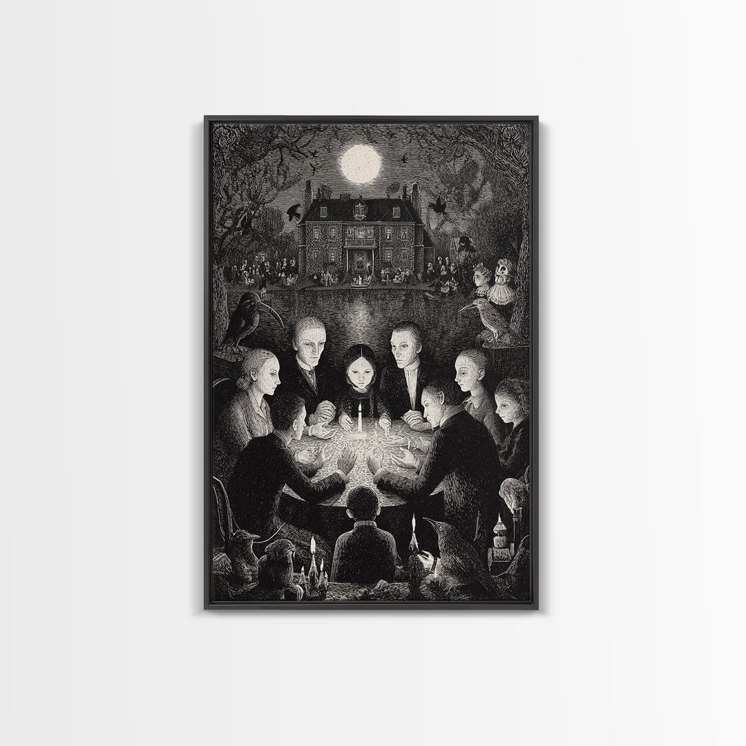 The Candlelit Seance, Victorian Macabre Art, Vertical Wall Art, Macabre Wall Art, Canvas Print, Halloween Wall Art