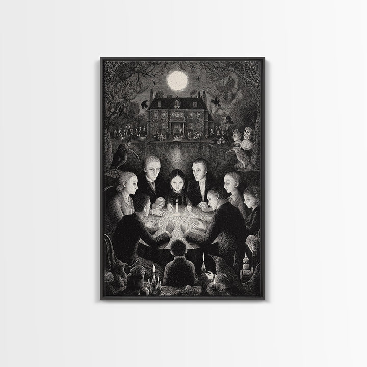 The Candlelit Seance, Victorian Macabre Art, Vertical Wall Art, Macabre Wall Art, Canvas Print, Halloween Wall Art