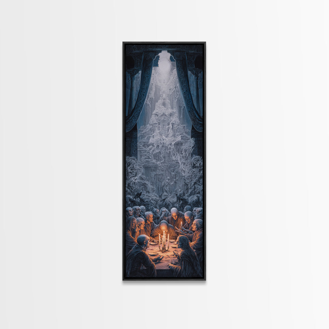 The Candlelit Seance, Surreal Apocalyptic Art, Tall Narrow Wall Art, Gothic Horror Wall Art, Canvas Print, Halloween Wall Art