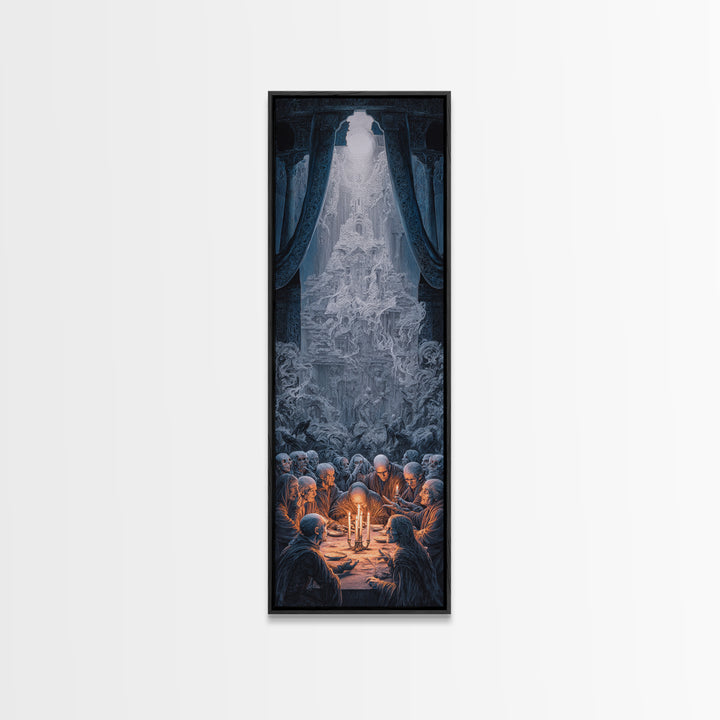 The Candlelit Seance, Surreal Apocalyptic Art, Tall Narrow Wall Art, Gothic Horror Wall Art, Canvas Print, Halloween Wall Art