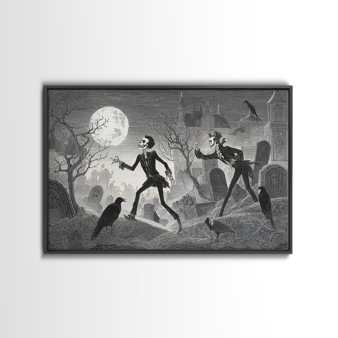 The Graveyard Dance, Victorian Macabre Art, Landscape Wall Art, Dark Fantasy Wall Art, Canvas Print, Halloween Wall Art