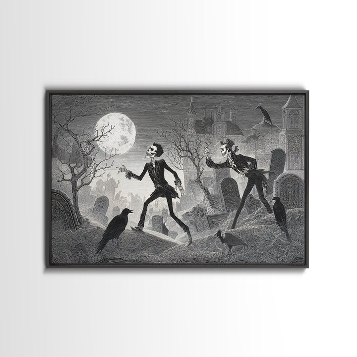 The Graveyard Dance, Victorian Macabre Art, Landscape Wall Art, Dark Fantasy Wall Art, Canvas Print, Halloween Wall Art