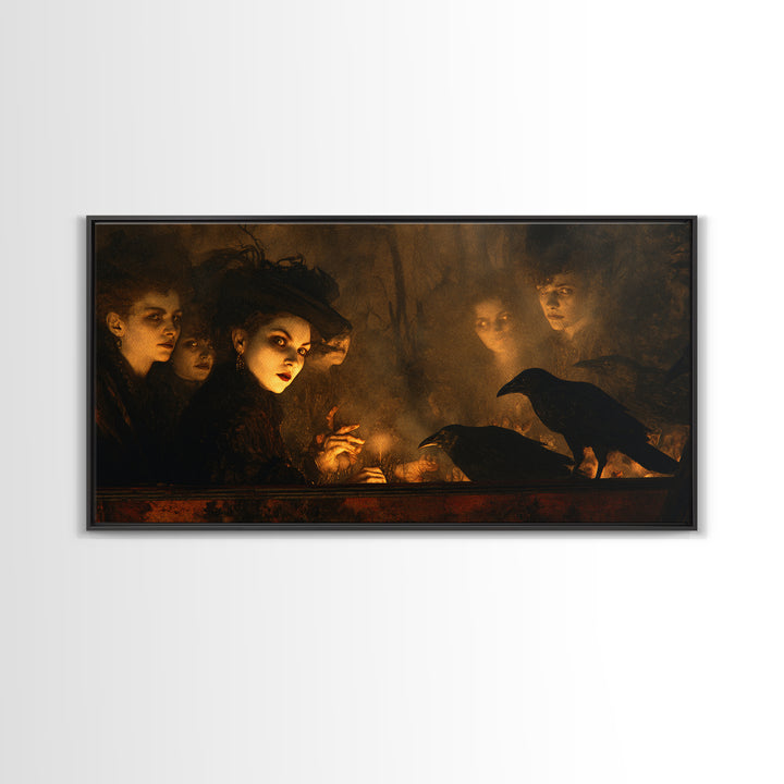 The Haunted Hayride, Dark Symbolist Art, Wide Panoramic Art, Dark Fantasy Wall Art, Canvas Print, Halloween Wall Art