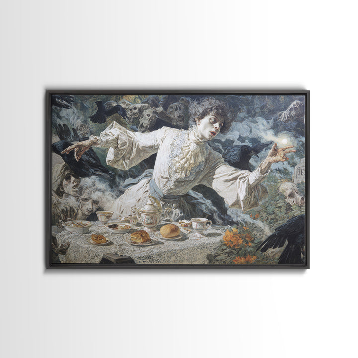 The Zombie Picnic, Symbolist Etching Art, Landscape Wall Art, Gothic Horror Wall Art, Canvas Print, Halloween Wall Art, Dark Fantasy Art