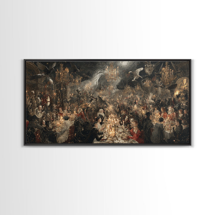 The Vampire Banquet, Medieval Grotesque Art, Wide Panoramic Art, Macabre Wall Art, Canvas Print, Halloween Wall Art