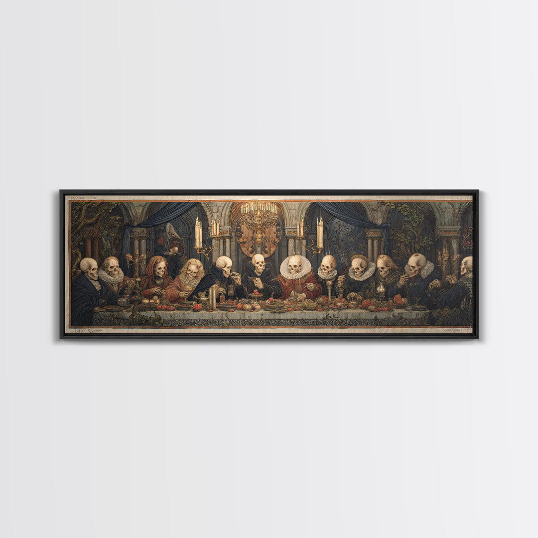 The Vampire Banquet, Danse Macabre Art, Extra Wide Wall Art, Gothic Horror Wall Art, Framed Canvas Print