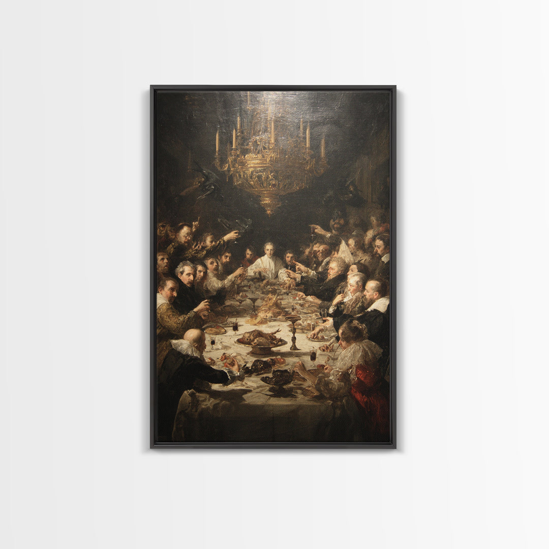The Vampire Banquet, Gothic Nightmare Art, Vertical Wall Art, Dark Halloween Decor, Canvas Print, Halloween Wall Art, Dark Fantasy Art