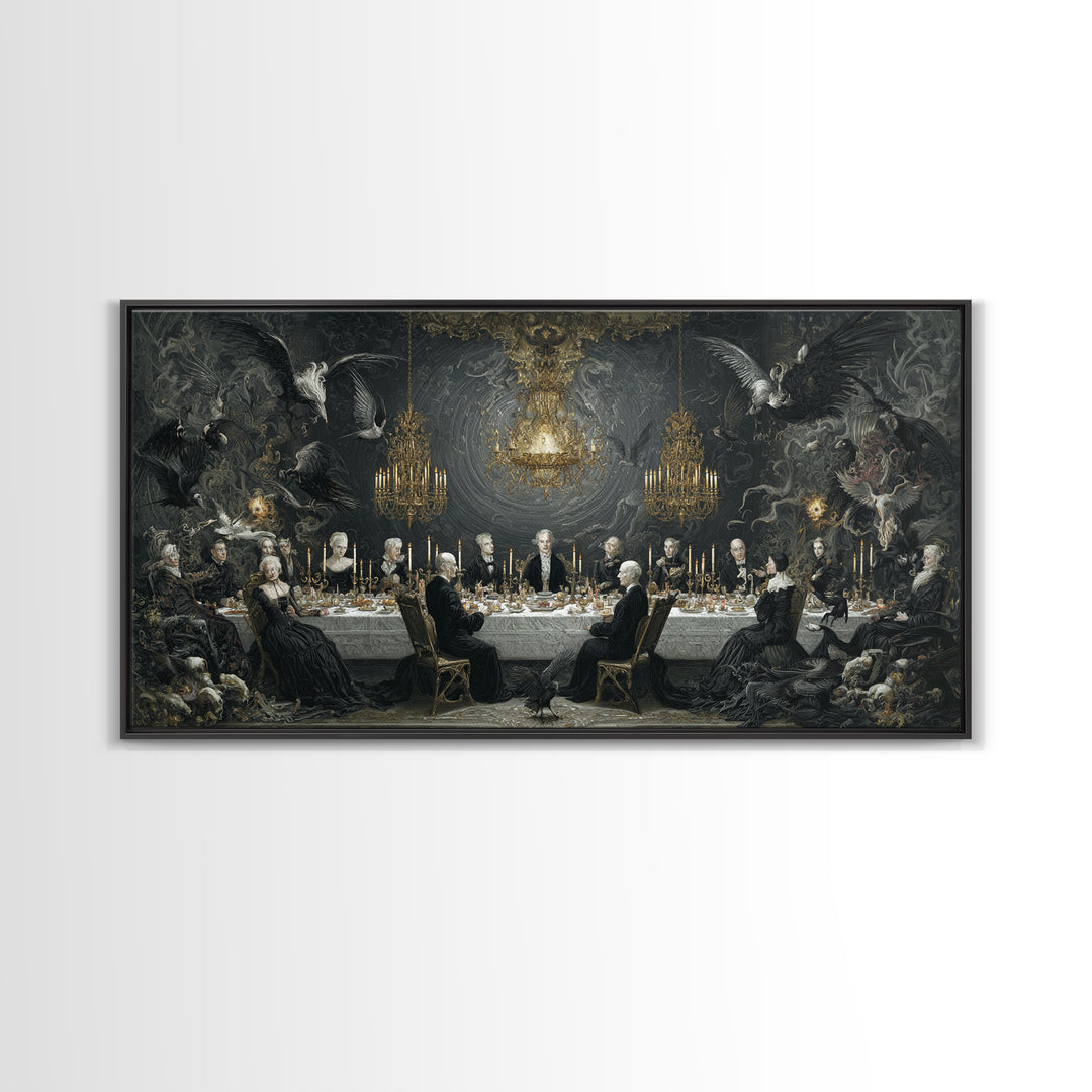 The Vampire Banquet, Visionary Gothic Art, Wide Panoramic Art, Dark Fantasy Wall Art, Canvas Print, Halloween Wall Art
