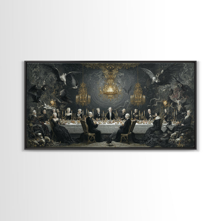 The Vampire Banquet, Visionary Gothic Art, Wide Panoramic Art, Dark Fantasy Wall Art, Canvas Print, Halloween Wall Art