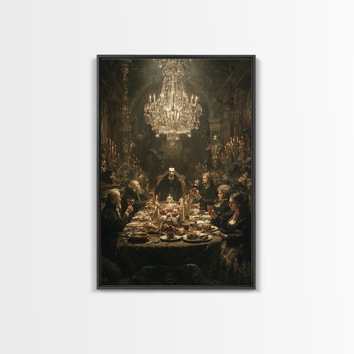 The Vampire Banquet, Ornate Symbolist Art, Vertical Wall Art, Dark Halloween Decor, Canvas Print, Halloween Wall Art