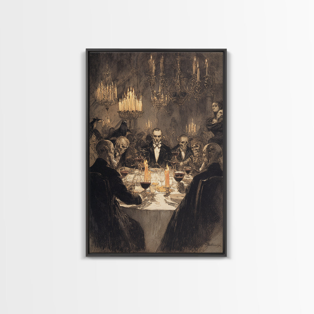The Vampire Banquet, Decadent Gothic Art, Vertical Wall Art, Macabre Wall Art, Canvas Print, Halloween Wall Art, Seasonal Home Decor