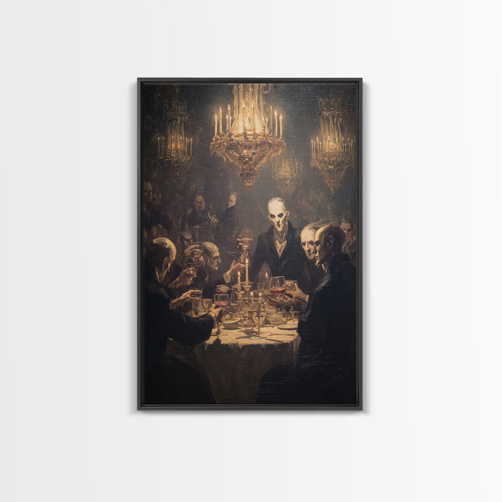 The Vampire Banquet, Expressionist Gothic Art, Vertical Wall Art, Dark Fantasy Wall Art, Framed Canvas Print, Halloween Wall Art
