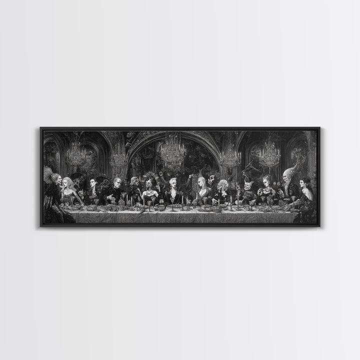 The Vampire Banquet, Biomechanical Horror Art, Extra Wide Wall Art, Dark Halloween Decor, Canvas Print, Halloween Wall Art, Horror Wall Art