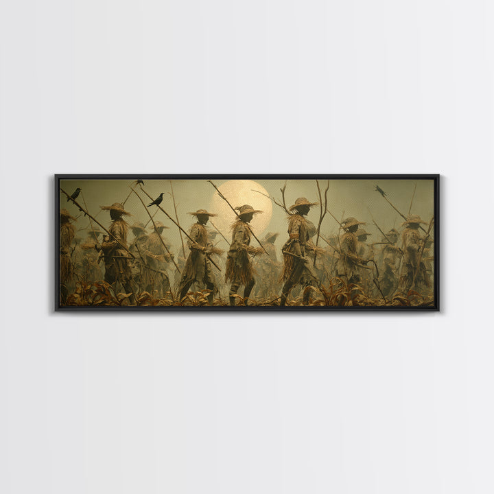 The Scarecrow Uprising, Surreal Apocalyptic Art, Extra Wide Wall Art, Macabre Wall Art, Canvas Print, Halloween Wall Art