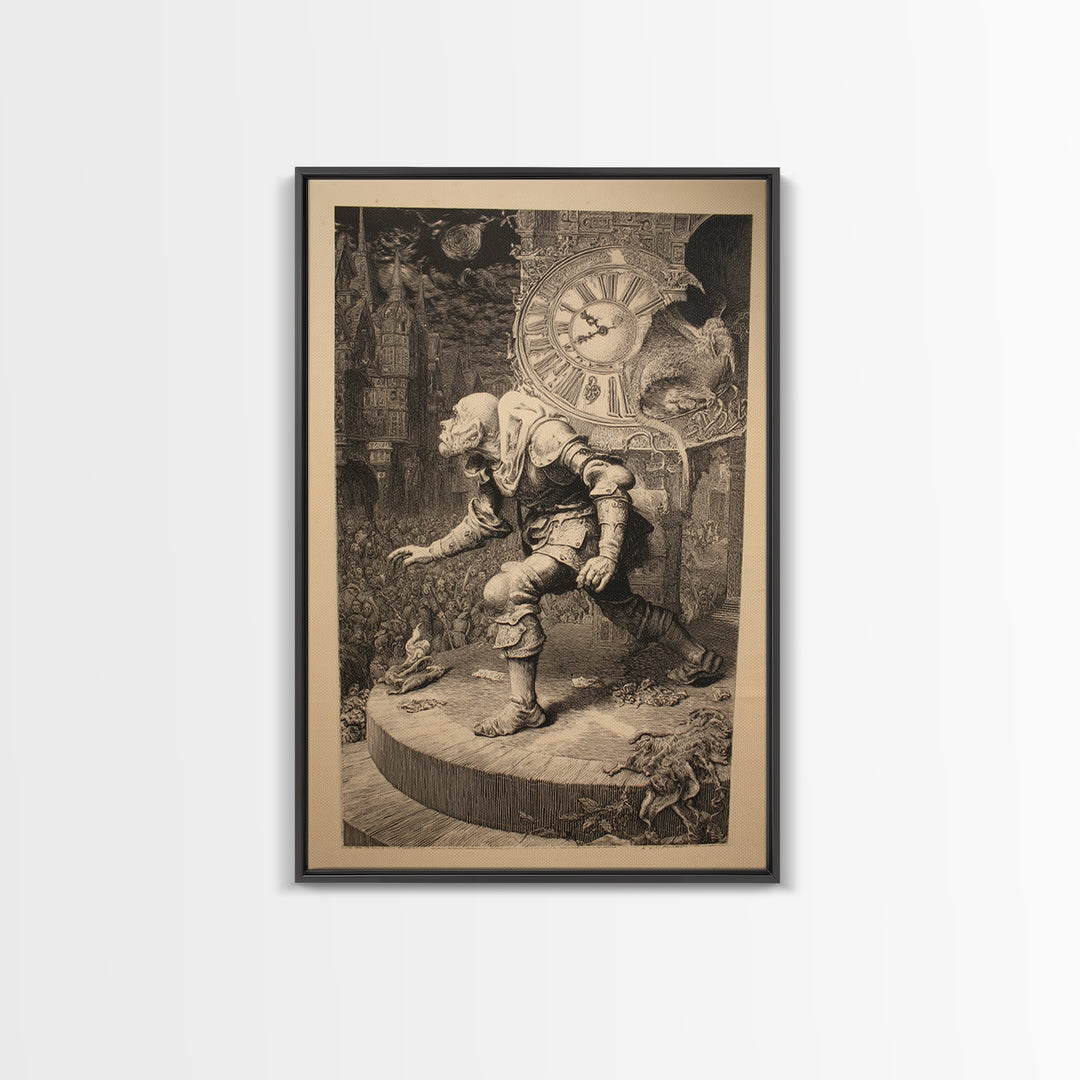 The Thirteenth Bell, Renaissance Engraving Art, Vertical Wall Art, Macabre Wall Art, Canvas Print, Halloween Wall Art
