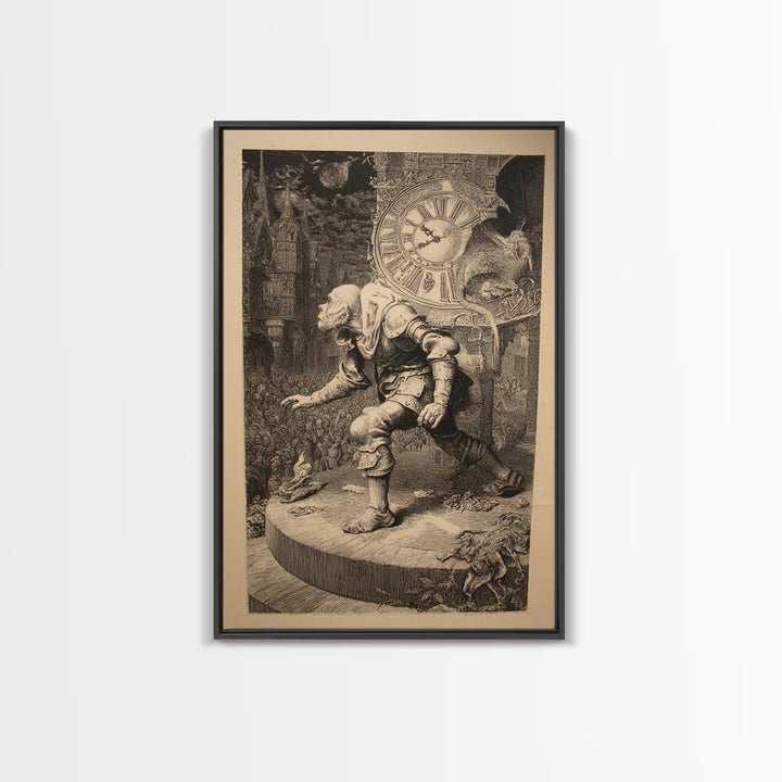 The Thirteenth Bell, Renaissance Engraving Art, Vertical Wall Art, Macabre Wall Art, Canvas Print, Halloween Wall Art