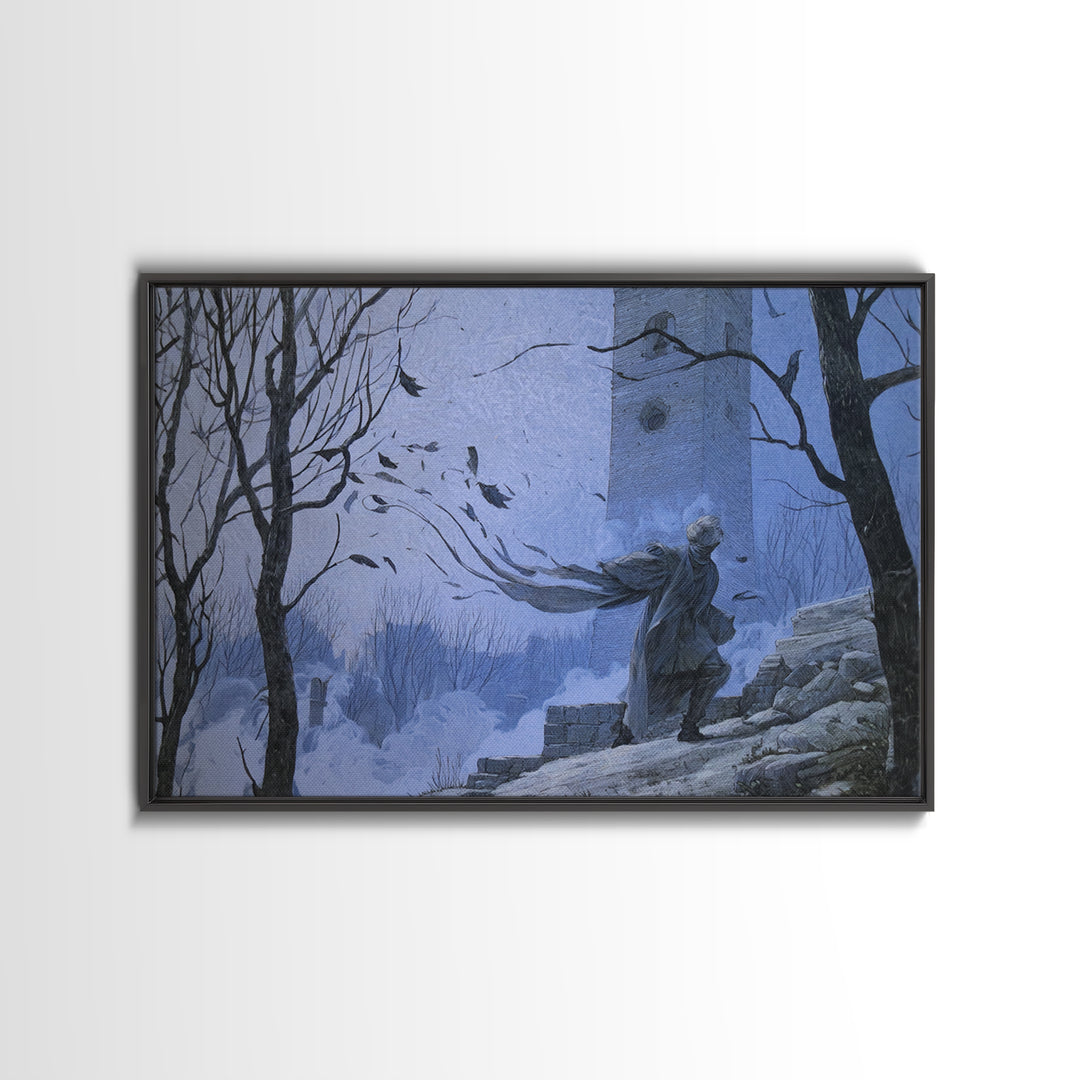 The Thirteenth Bell, Romantic Gothic Landscape, Landscape Wall Art, Dark Fantasy Wall Art, Canvas Print, Halloween Wall Art