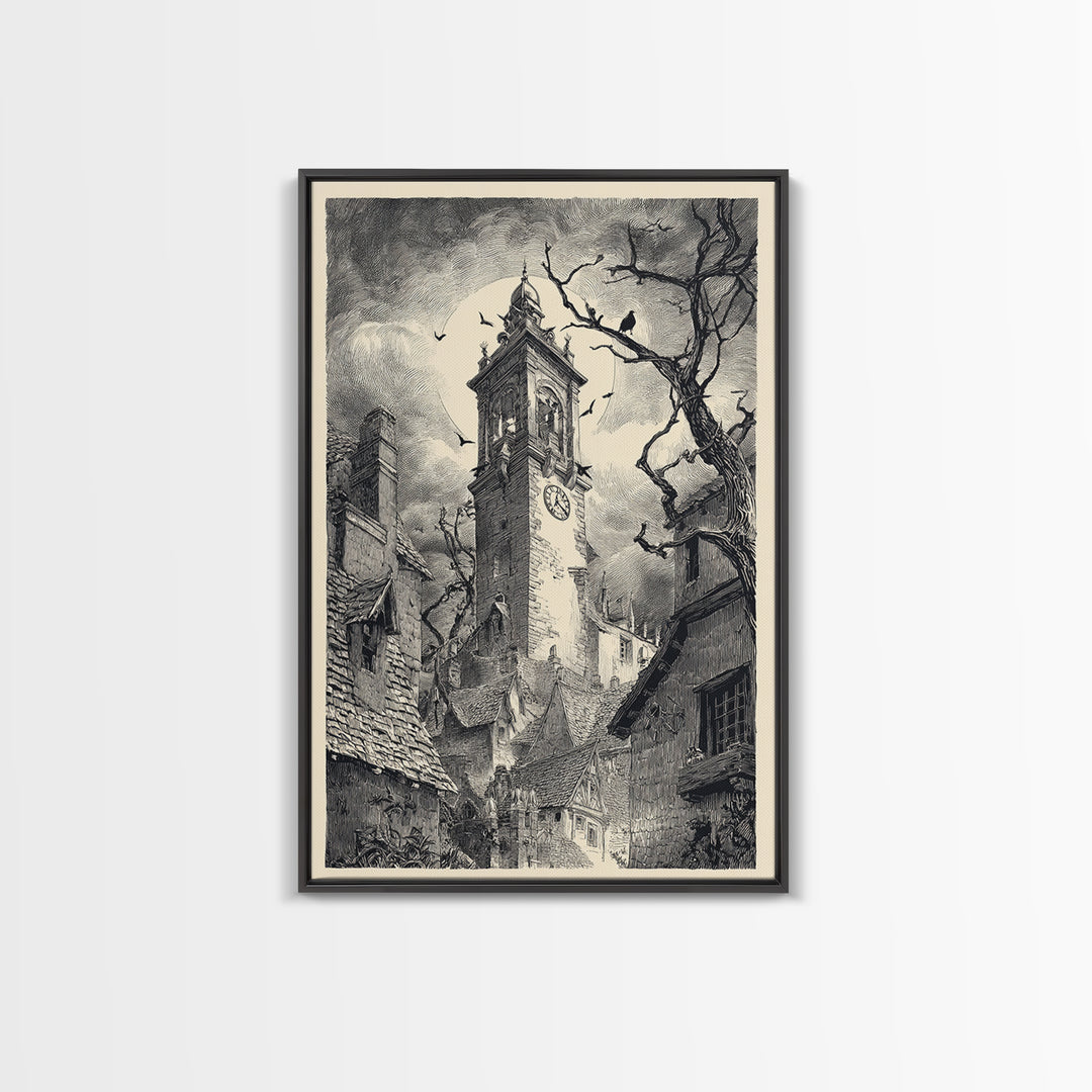 The Thirteenth Bell, Victorian Macabre Art, Vertical Wall Art, Gothic Horror Wall Art, Canvas Print, Halloween Wall Art