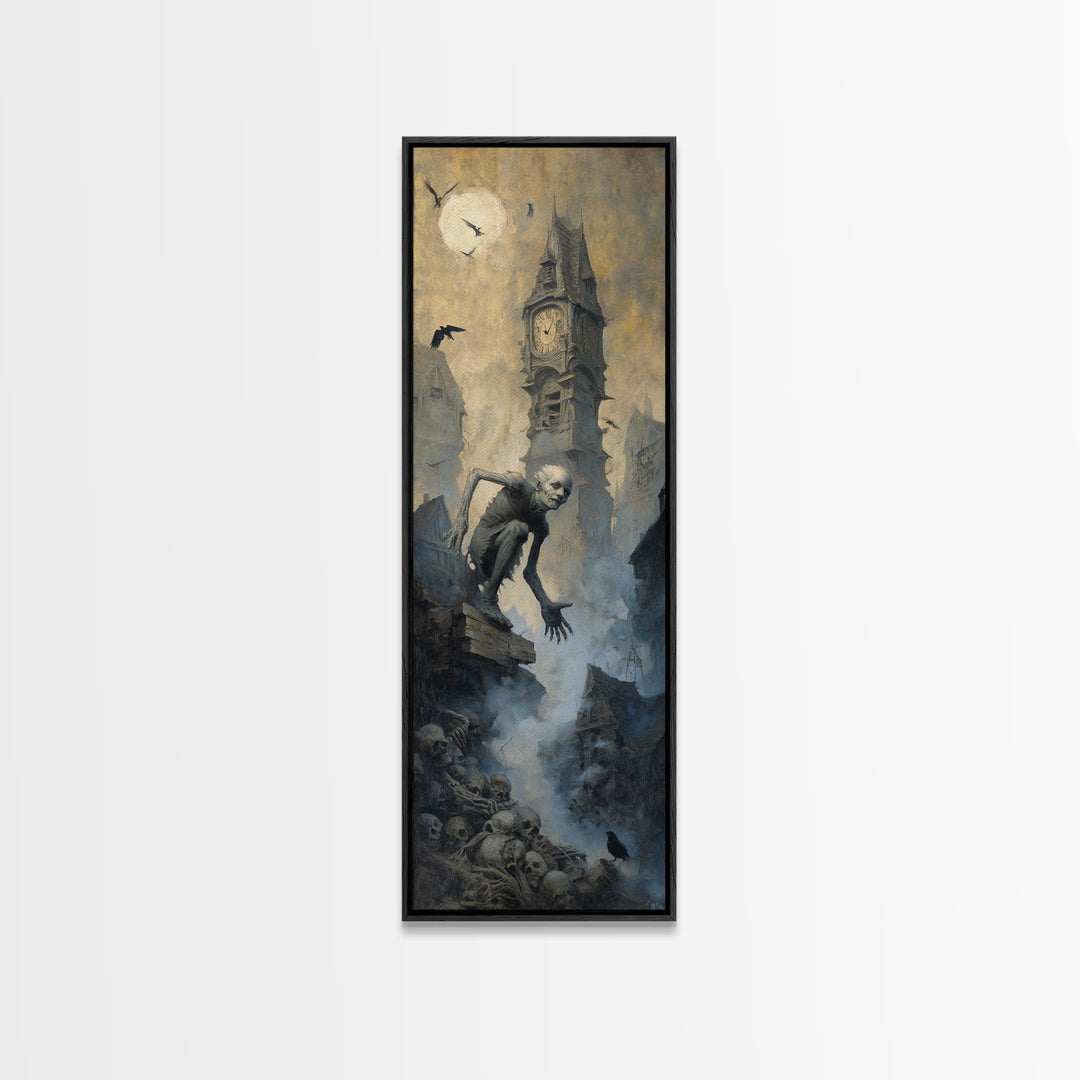 The Thirteenth Bell, Surreal Apocalyptic Art, Tall Narrow Wall Art, Gothic Horror Wall Art, Framed Canvas Print, Halloween Wall Art